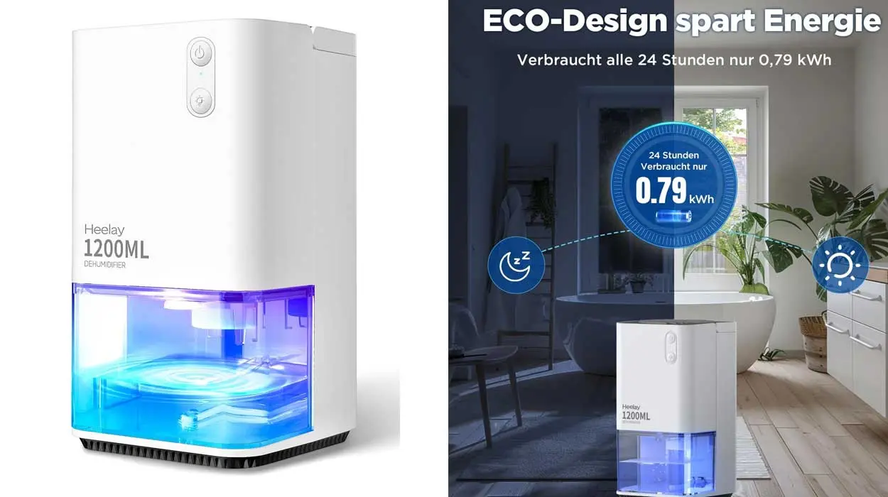 Chollo Deshumidificador Heelay de 1200 ml con luz LED por sólo 41,57€ con envío gratis (-28%)