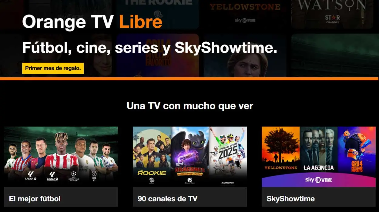 1 mes de fútbol, cine, series y SkyShowtime GRATIS con Orange TV Libre