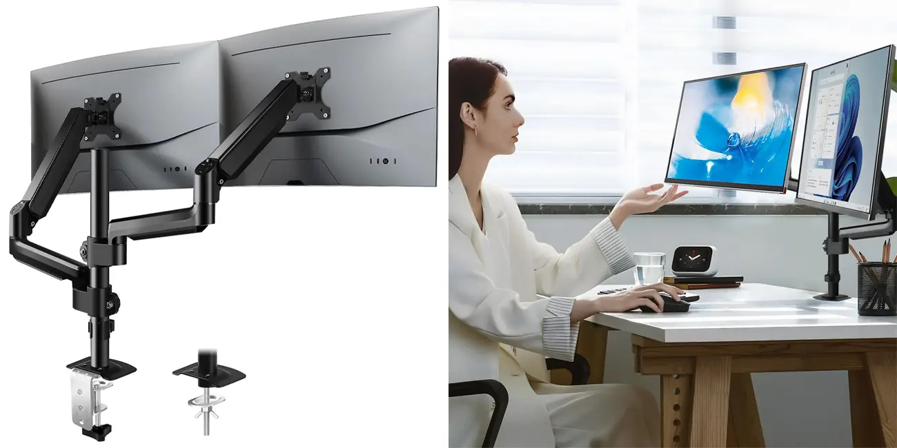 Chollo Soporte dual para monitores Kolohoso giratorio 360º por sólo 39,99€ y envío gratis con cupón (-50%)
