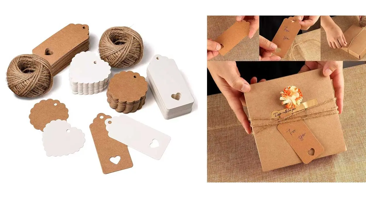 Chollo Pack de 200 etiquetas de papel de estraza con 50 metros de cuerda de yute por sólo 4,08€ (-15%)