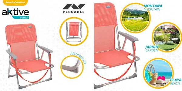 Chollo Silla de playa plegable Aktive con respaldo fijo por sólo 19,90€ (-20%)