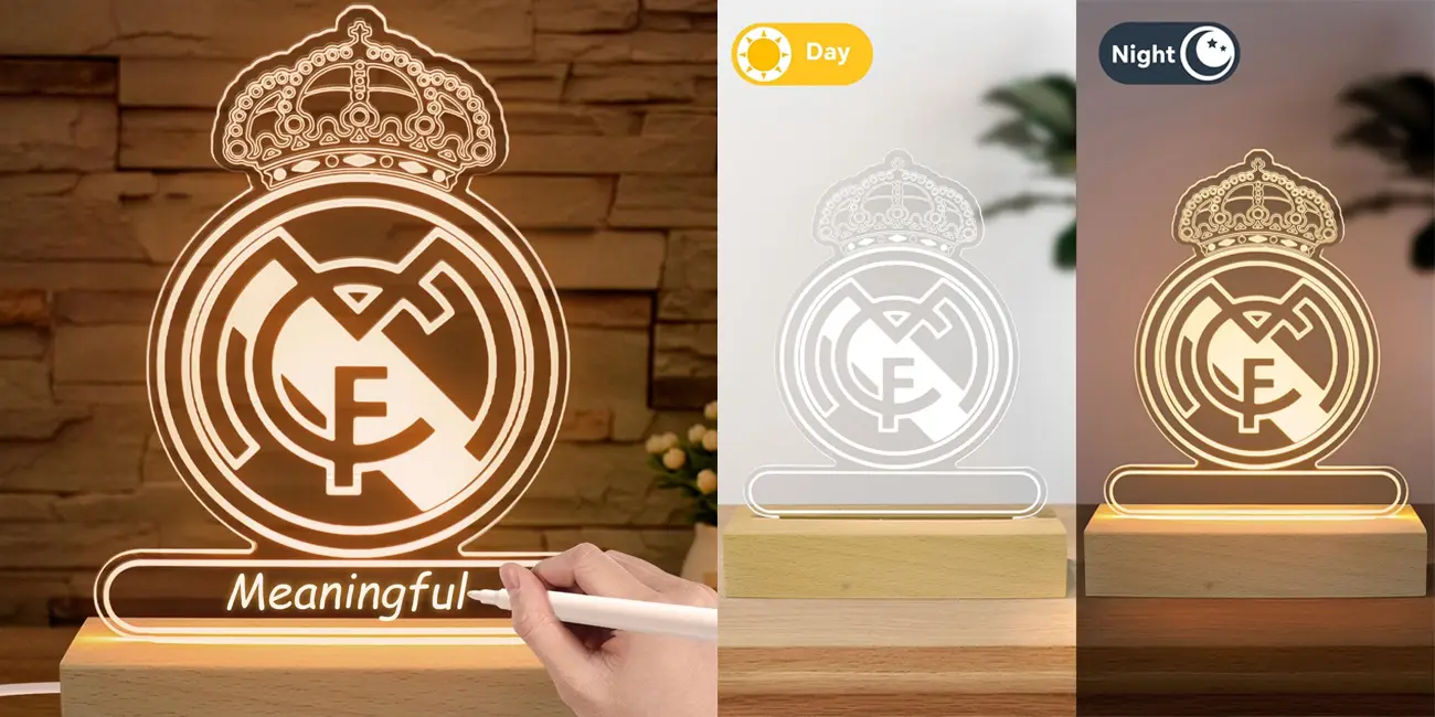 Chollo Lámpara 3D decorativa del Real Madrid por sólo 11,74€ (22% de descuento)