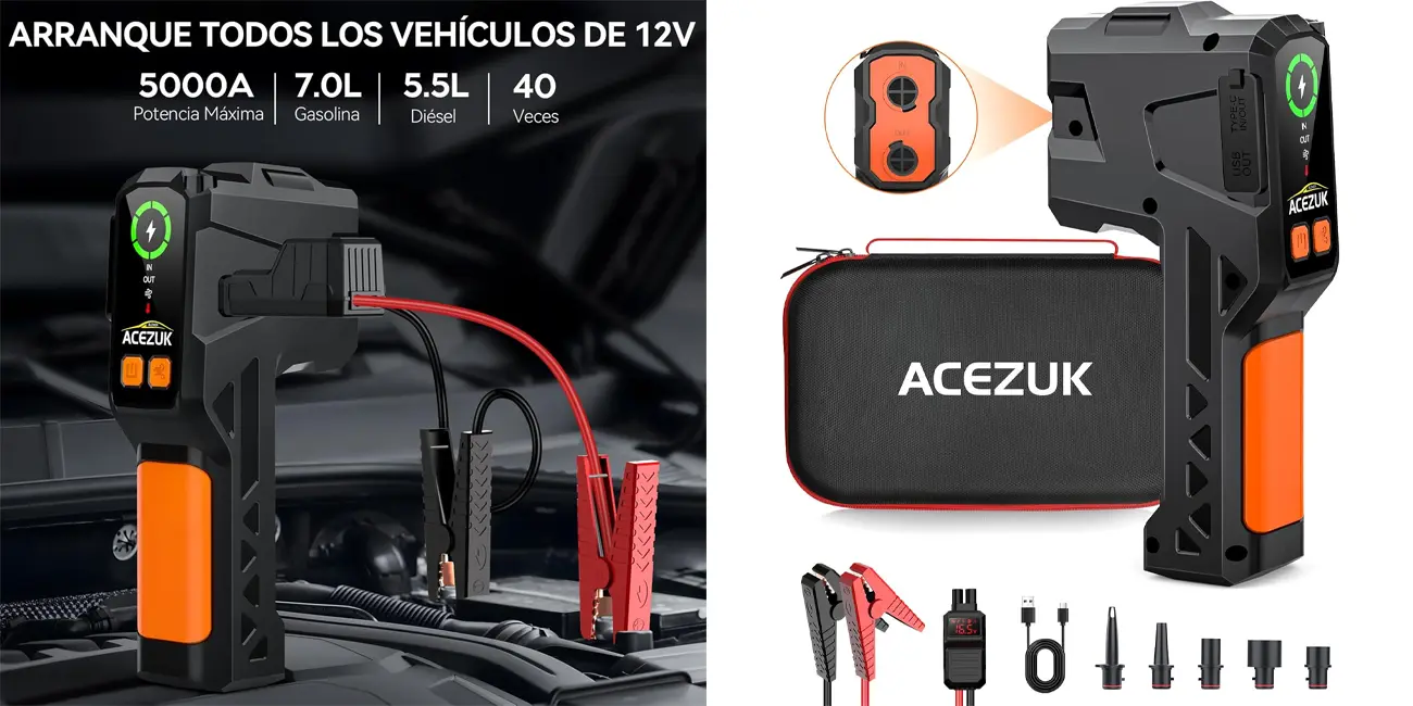 Olvídate de las pinzas tradicionales: este arrancador de baterías de coche 3 en 1 con cupón descuento es todo lo que necesitas