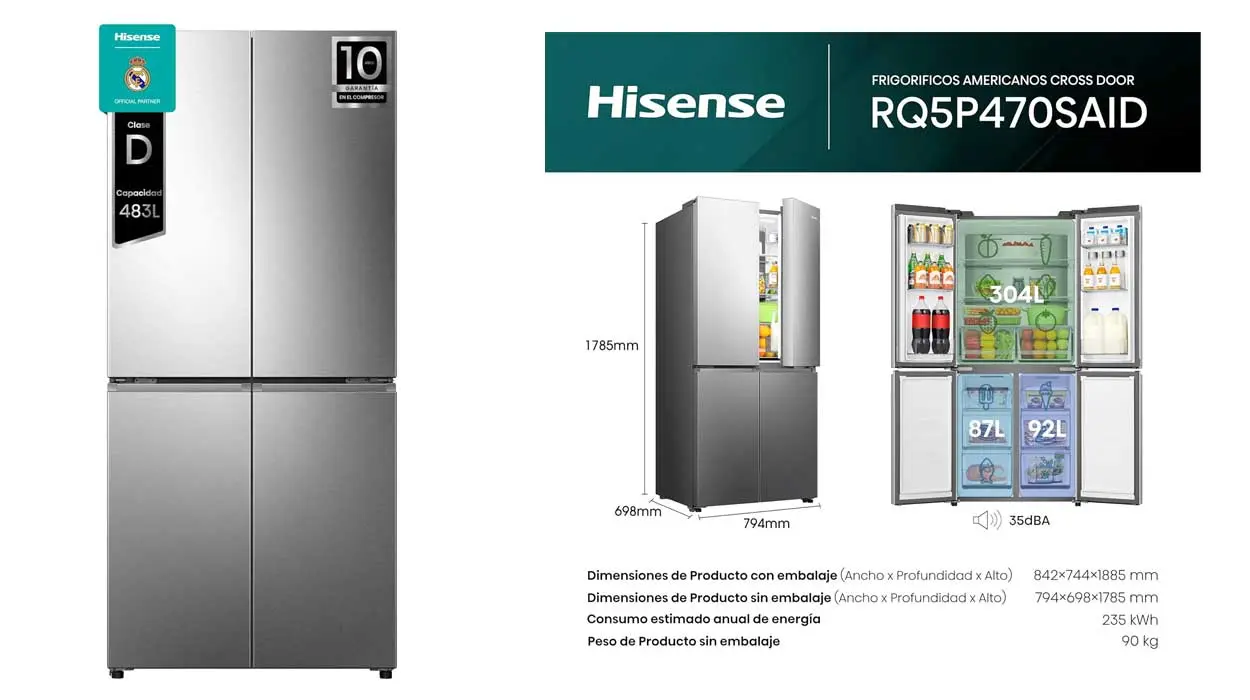 Chollo Frigorífico americano Hisense RQ5P470SAID por sólo 799€ con envío gratis (-16%)