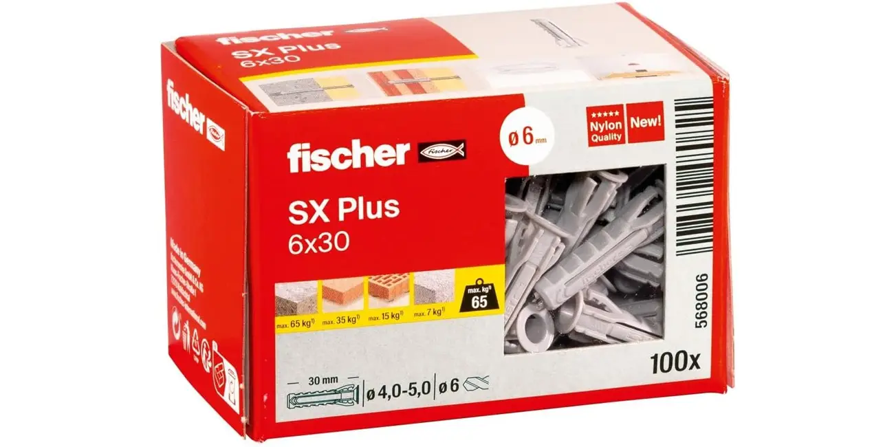 Chollo Pack 100 tacos de expansión Fischer SX Plus 6 x 30 (568006) por sólo 4,69€ (-44%)