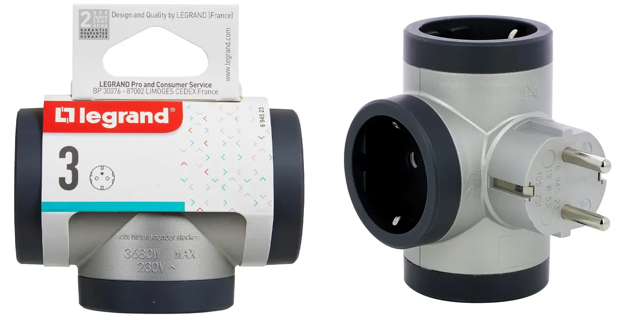 Chollo Adaptador Legrand 694523 2P+T con 3 tomas por sólo 5,74€ (-36%)