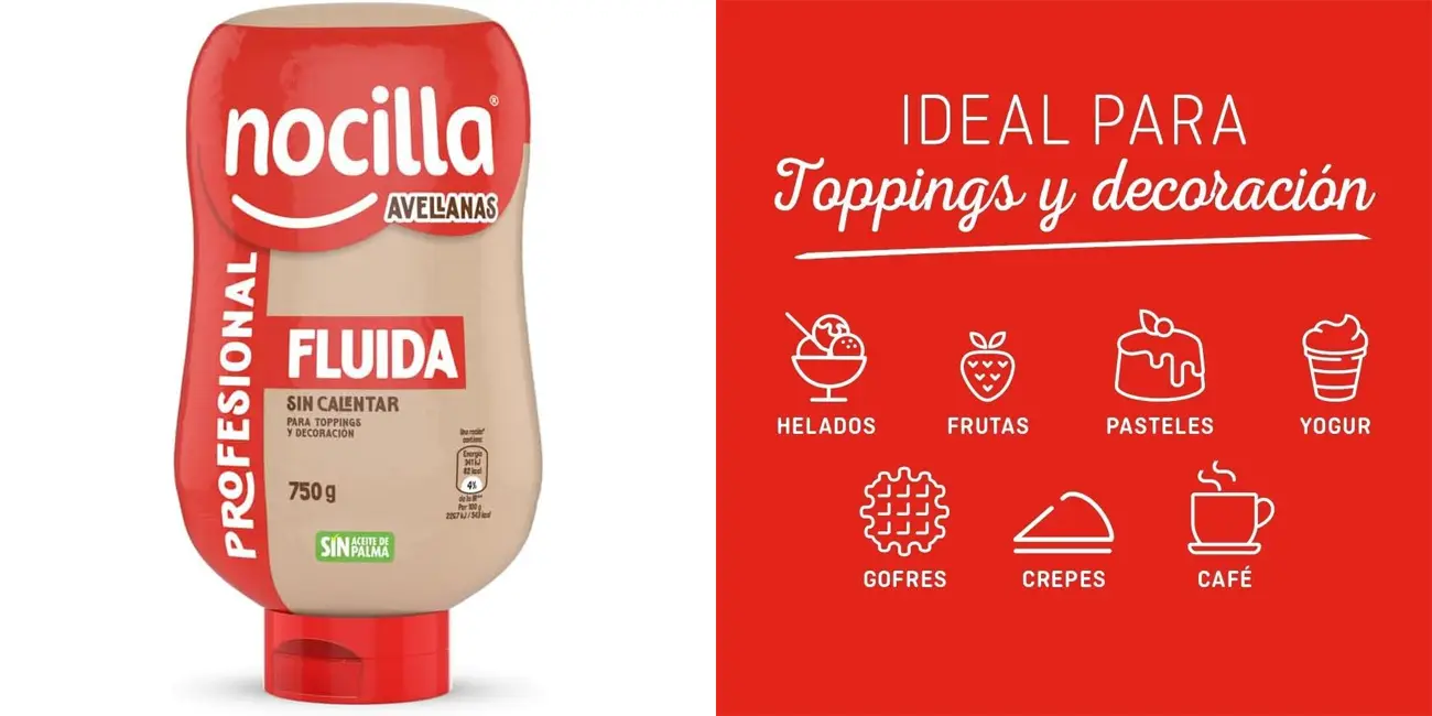 Chollo Nocilla Profesional Fluida sabor Avellana de 750 gr por sólo 6,60€ (-17%)