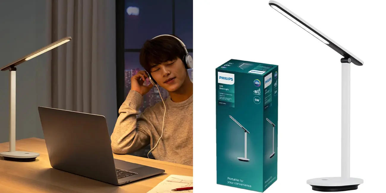 Chollo Flexo de escritorio Philips Ivory con iluminación ajustable y EyeComfort por sólo 32,99€ con envío gratis (-37%)