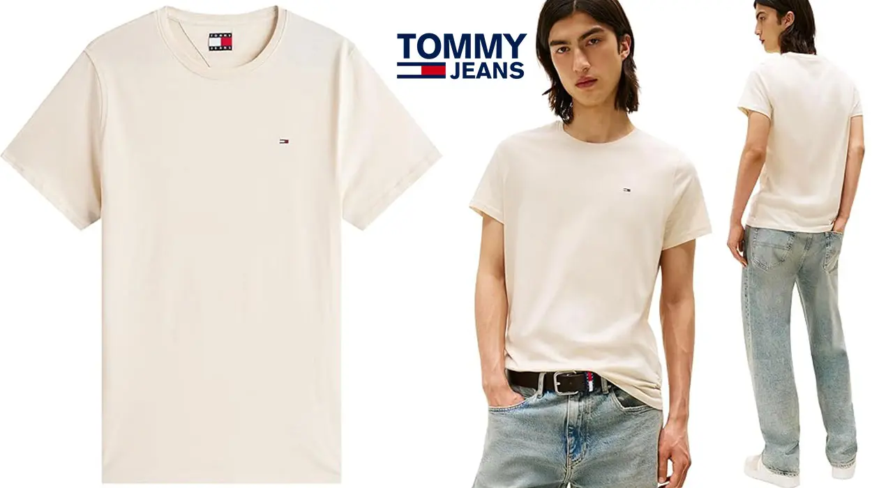 Chollo Camiseta Tommy Jeans beige para hombre por sólo 17,95€ (-40%)