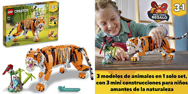 Chollo LEGO 31129 Creator 3 en 1 tigre, oso panda o pez por sólo 36,99€ con envío gratis (-26%)