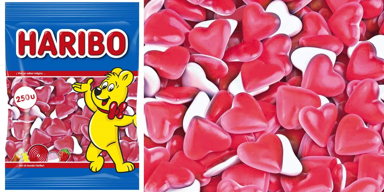 Chollo Bolsa de Corazones Haribo de 1.750 gramos (250 unidades) por sólo 7,50€ (45% de descuento)