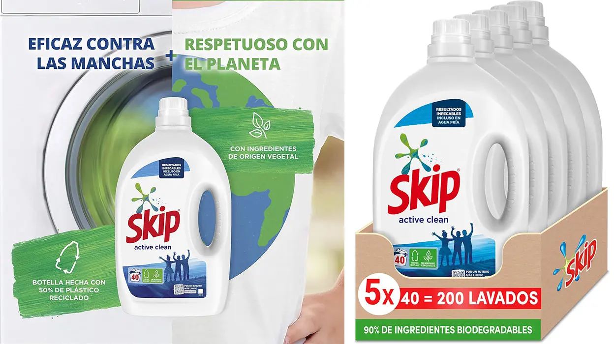 Chollo Pack de detergente líquido Skip Active Clean con 200 lavados por sólo 33,89€ con envío gratis (-45%)