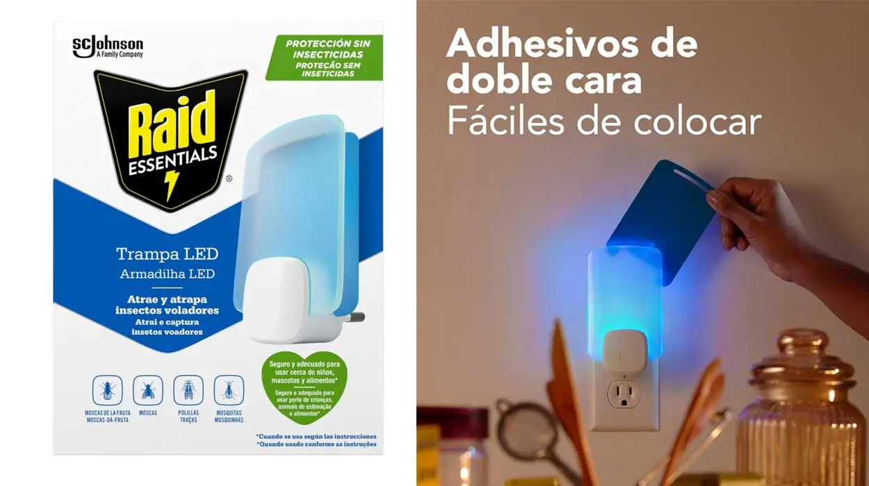Chollo Trampa LED Raid Essantials para insectos voladores (aparato + recambio) por sólo 8,99€ (-40%)