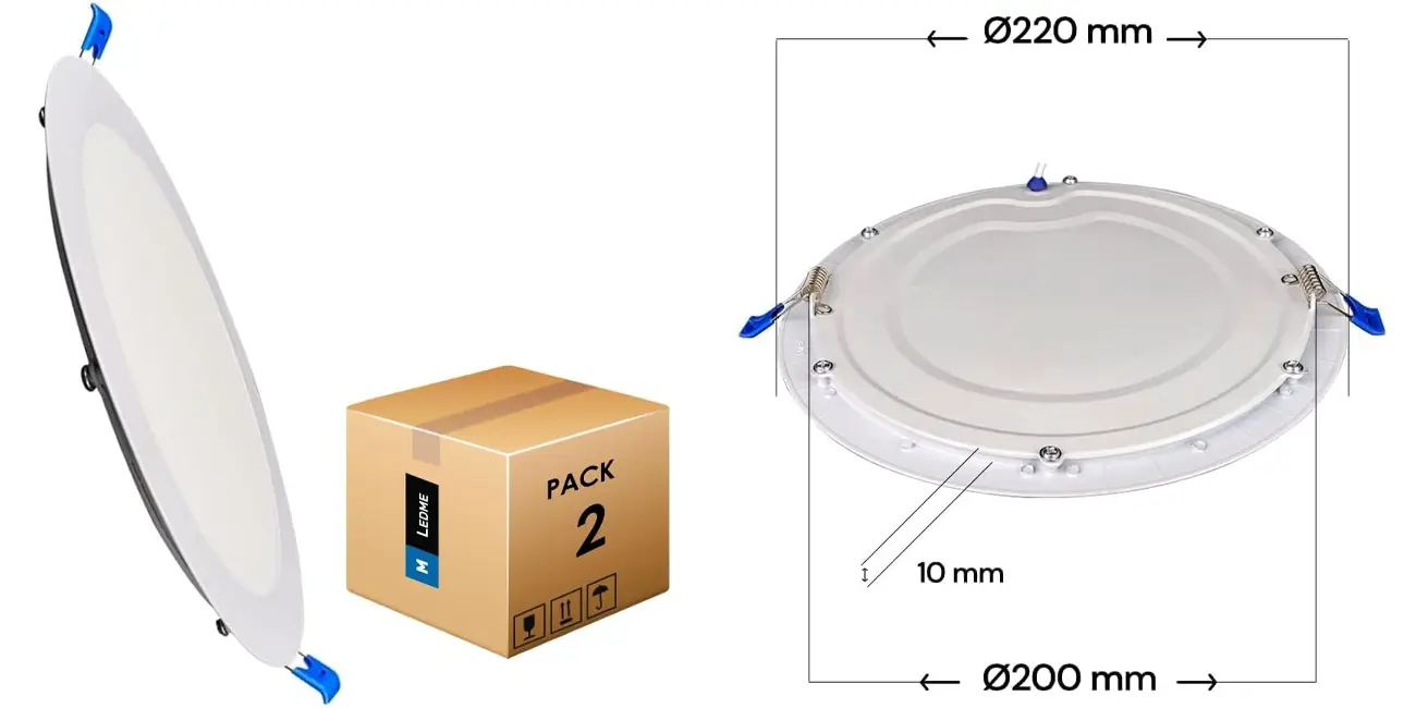 Chollo Pack 2x downlight LED M Ledme de 20W con luz fría (6.000K) por sólo 9,99€ (-23%)