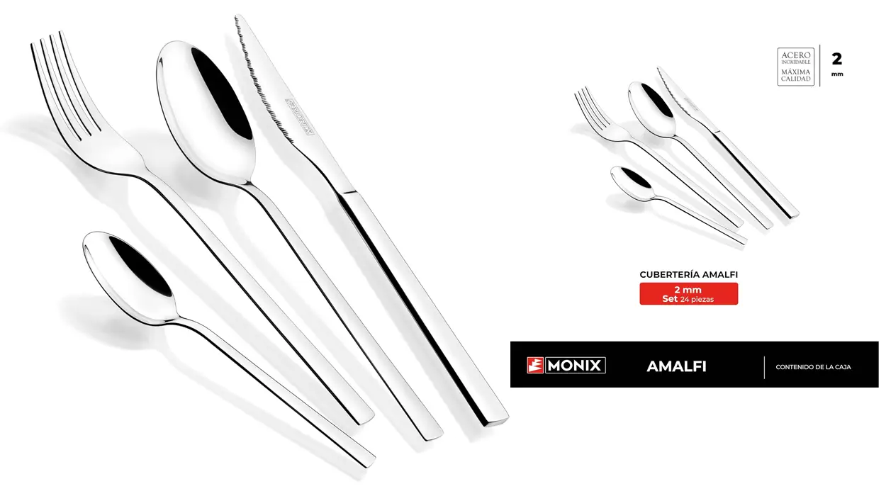 Chollo Cubertería Monix Amalfi de 24 piezas por sólo 23,09€ (-40%)