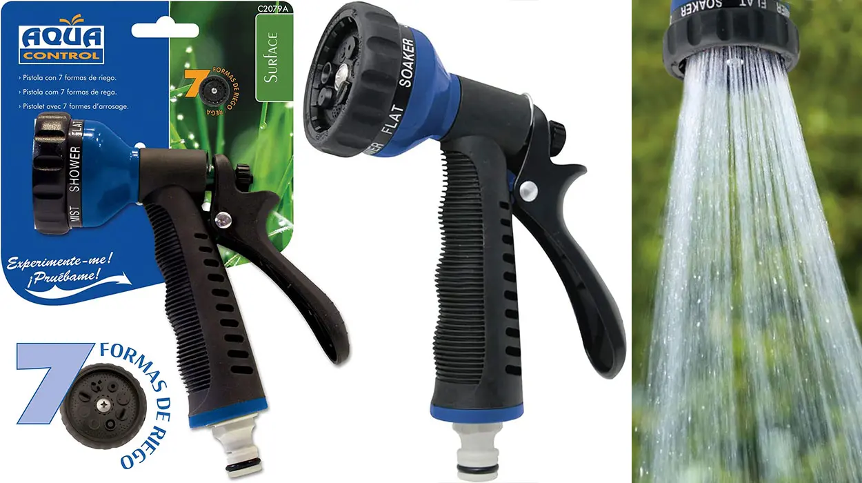 Chollo Pistola de riego Aqua Control con 7 modos por sólo 5,95€ (-14%)