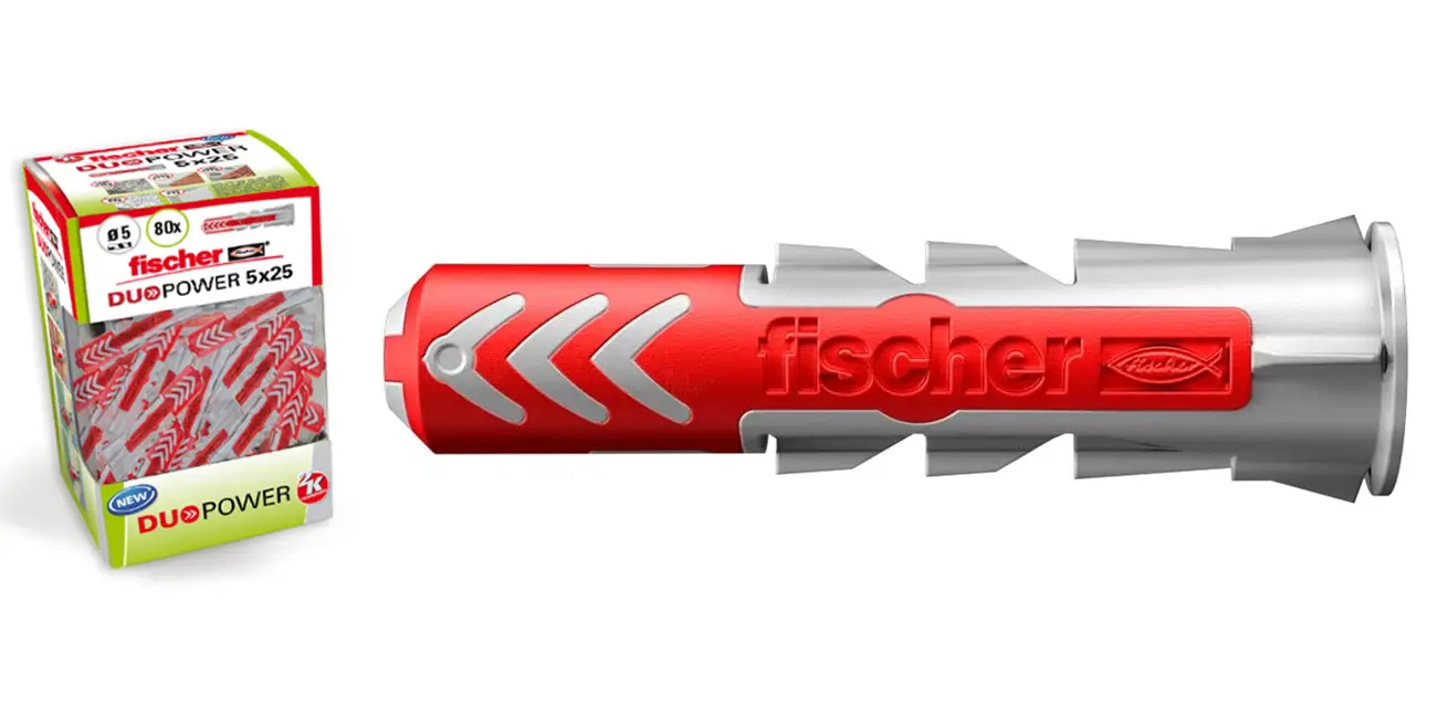 Chollo Pack de 80 tacos de pared Fischer 5X25 DuoPower por sólo 4,09€ (-16%)