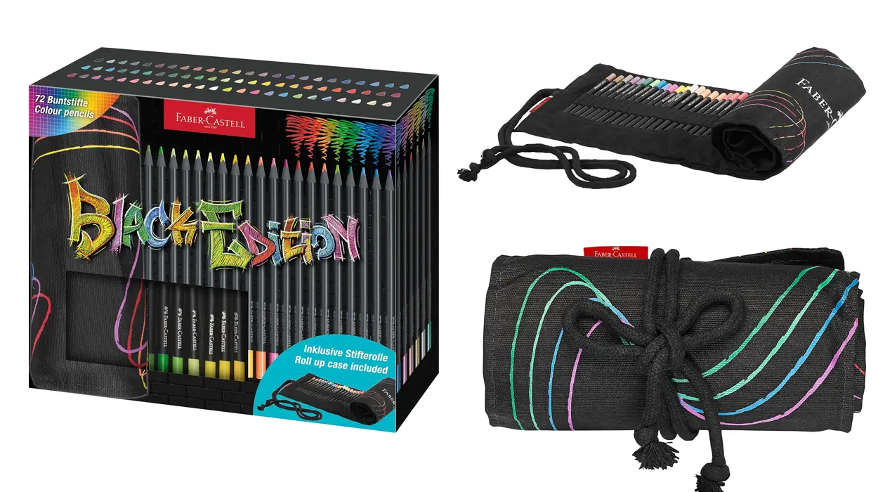 Chollo Juego de 72 lápices de colores Faber-Castell Black Edition en estuche enrollable por sólo 45,48€ con envío gratis