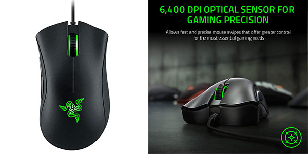 Chollo Ratón gaming Razer DeathAdder Essential de 6.400 DPI por sólo 16,52€ (-59%)