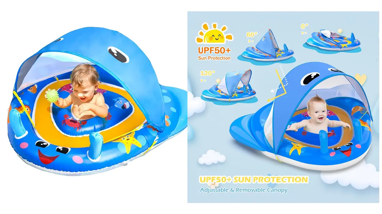 Chollo Flotador con asiento y sombrilla UPF50+ para bebés por sólo 17,99€ (-50%)