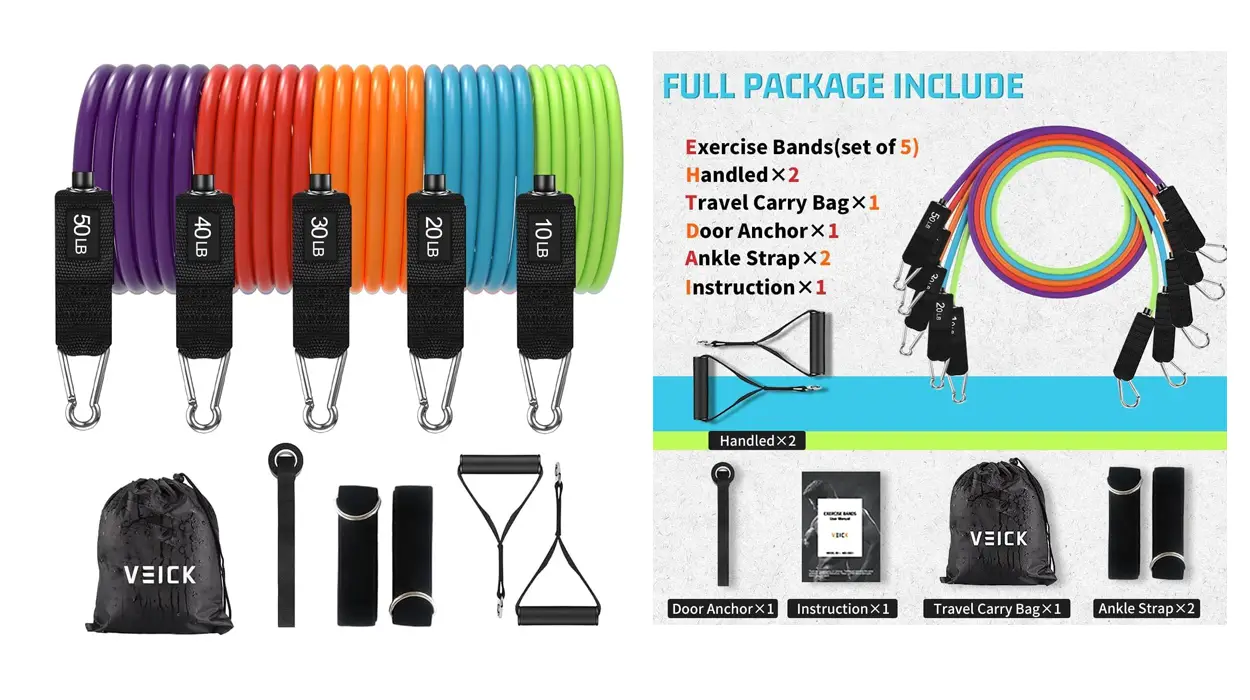 Chollo Juego de 5 bandas de resistencia Veick con accesorios por sólo 13,65€
