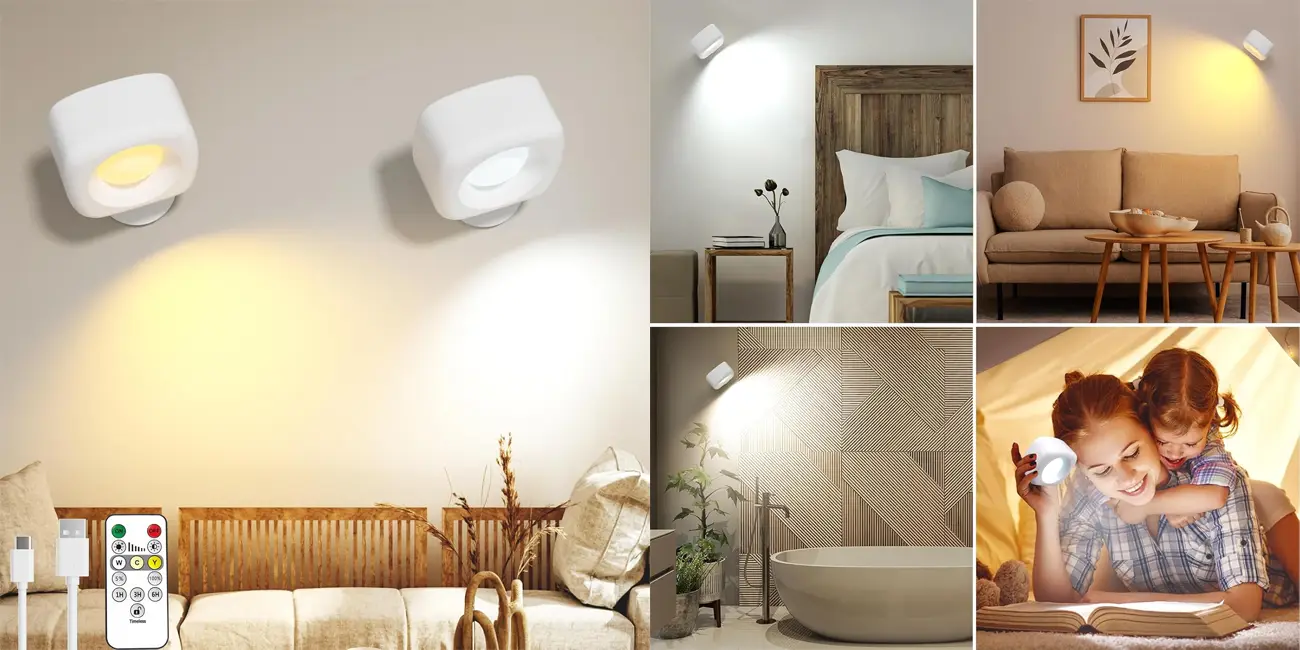 Chollo Pack 2x lámpara de pared LED HighLuc recargable por sólo 11,99€ (-59%)