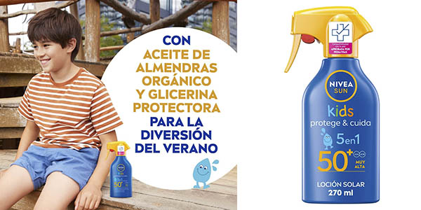 Chollo Pack x2 Spray solar infantil Nivea Sun Kids FP50+ de 270 ml por sólo 20,89€ con -50% en 2ª unidad (10,44€ cada uno)