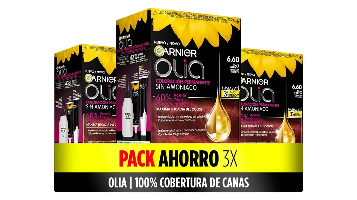 Chollo Pack x3 coloración permanente Garnier Olia 6.60 rojo intenso por sólo 4,99€ ¡1,66€ cada uno!