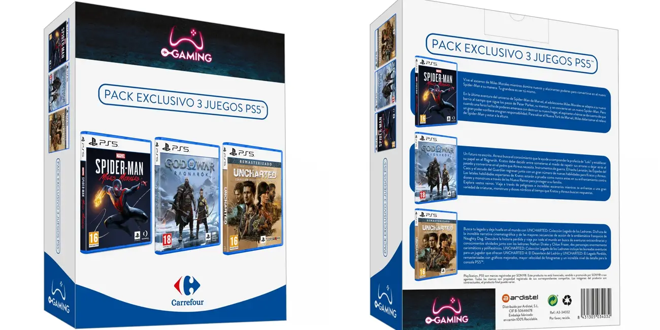 Chollo Pack Marvel’s Spider-Man Miles Morales, God of War Ragnarok y Uncharted Colección Legado de los Ladrones para PS5