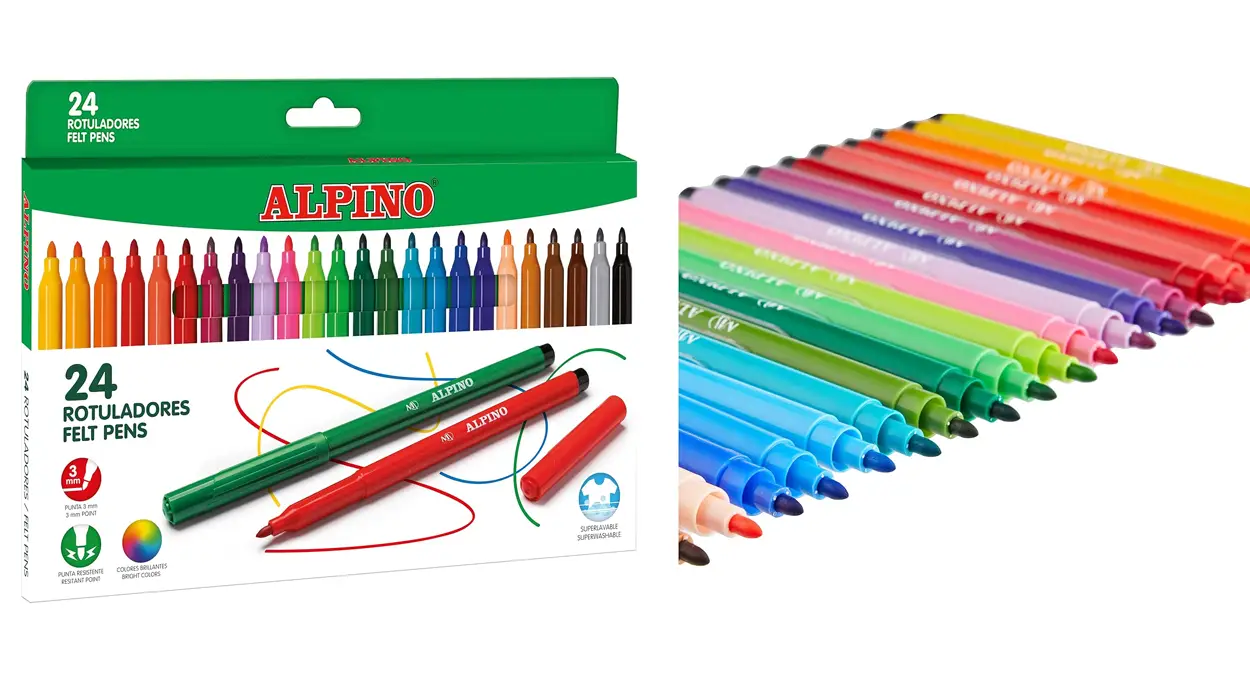 Chollo Caja de 24 rotuladores Alpino de colores brillantes por sólo 2,57€ (-50%)