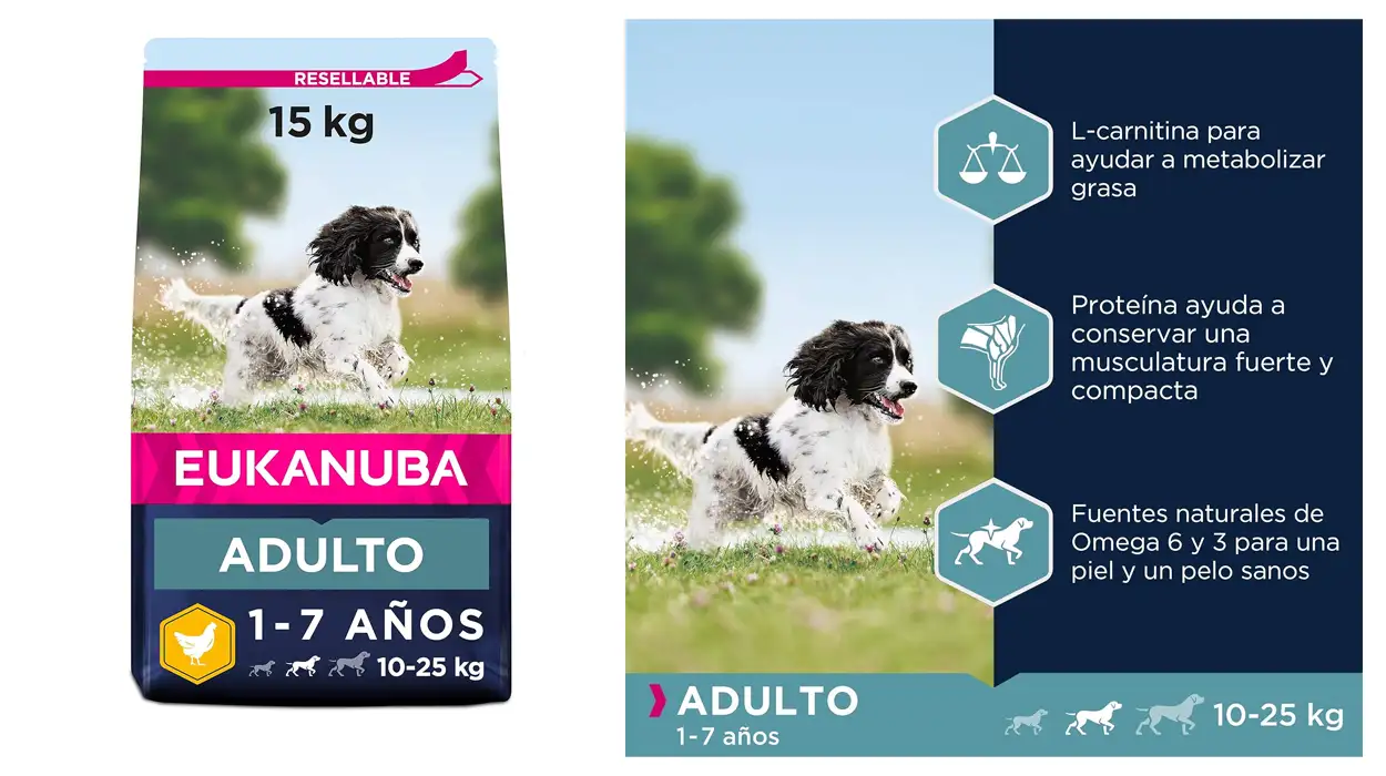 Chollo Pienso para perros adultos Eukanuba Adult Medium Breeds de 15 kg por sólo 35,99€ con envío gratis