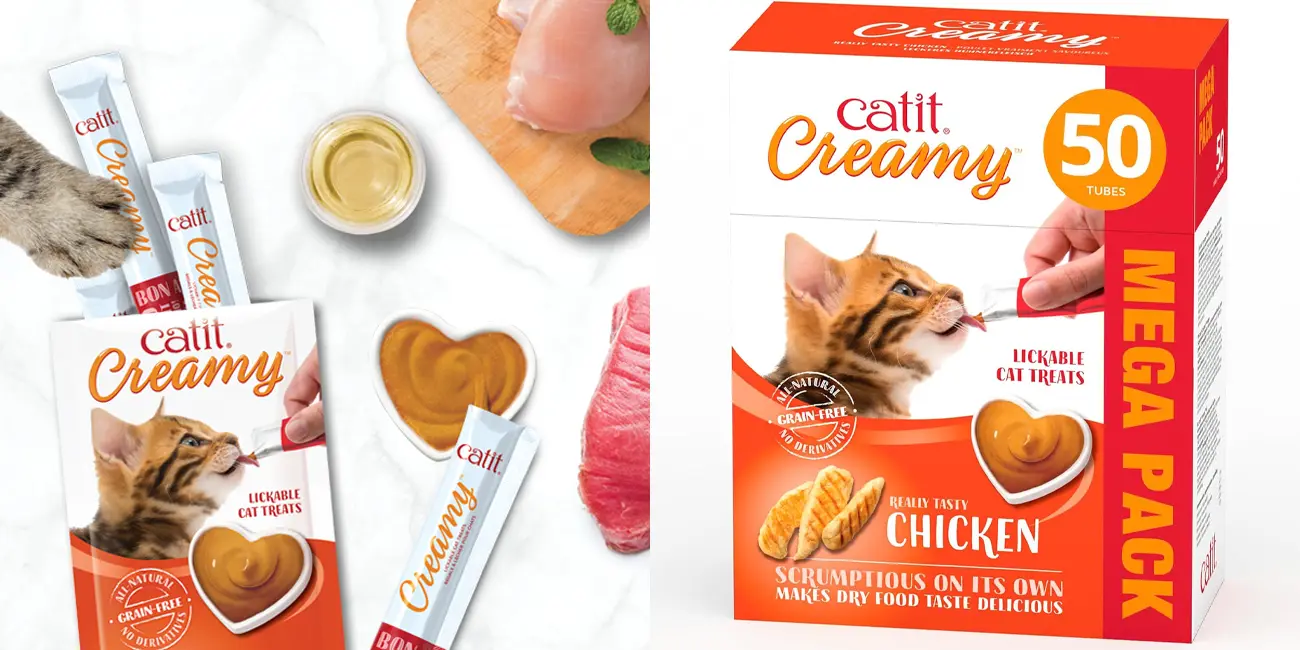 Chollo Pack 50x tubo de comida húmeda para gatos Catit Creamy Pollo de 10 gr por sólo 15,69€ (-43%)