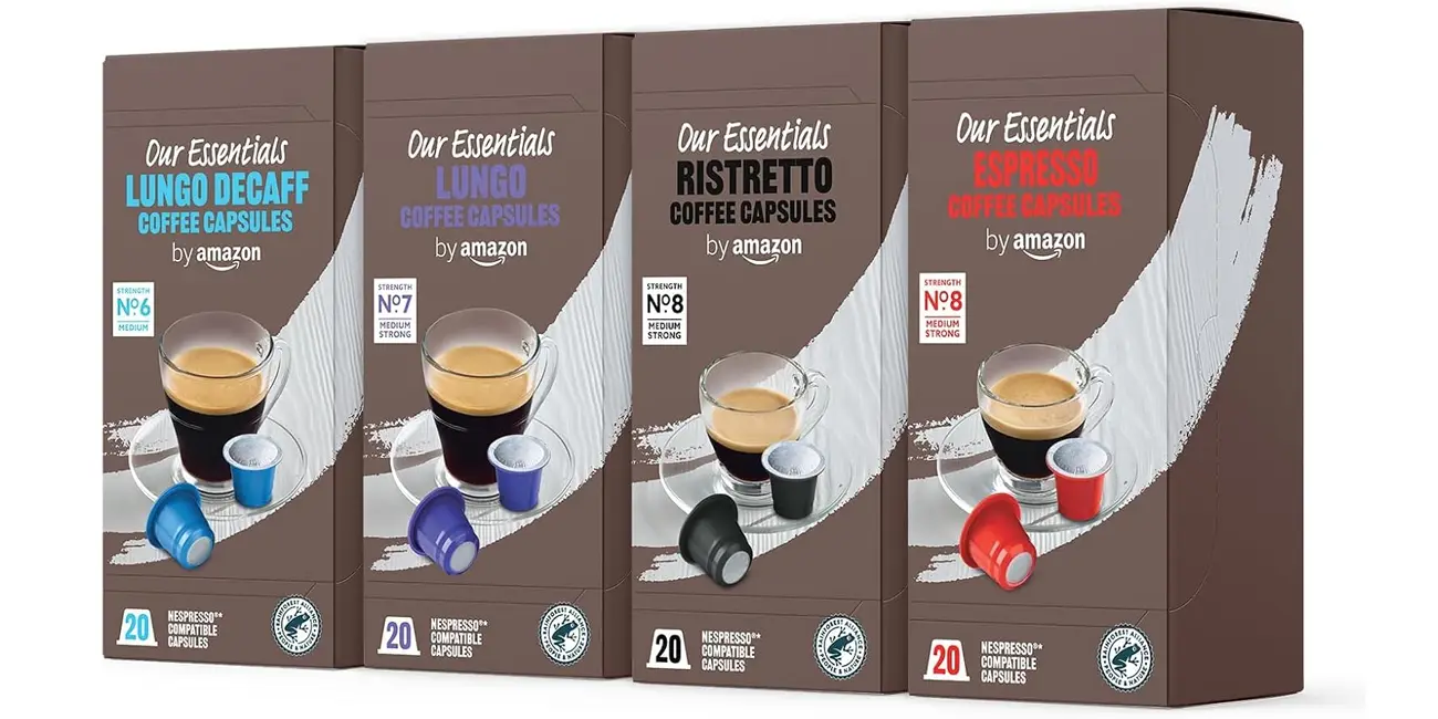 Chollo Pack 80x cápsulas de café by Amazon compatibles con Nespresso por sólo 11,35€ (-29%)