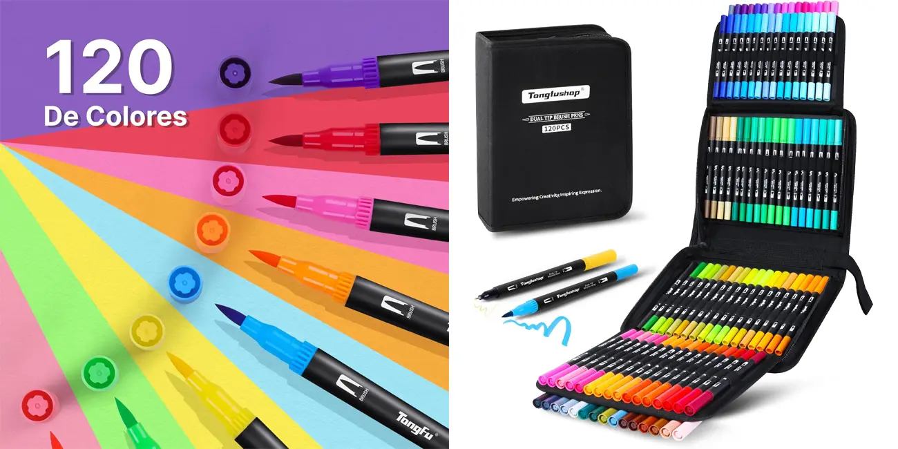 Chollo Pack de 120 rotulares Tongfushop de doble punta para lettering por sólo 23,41€ (-19%)