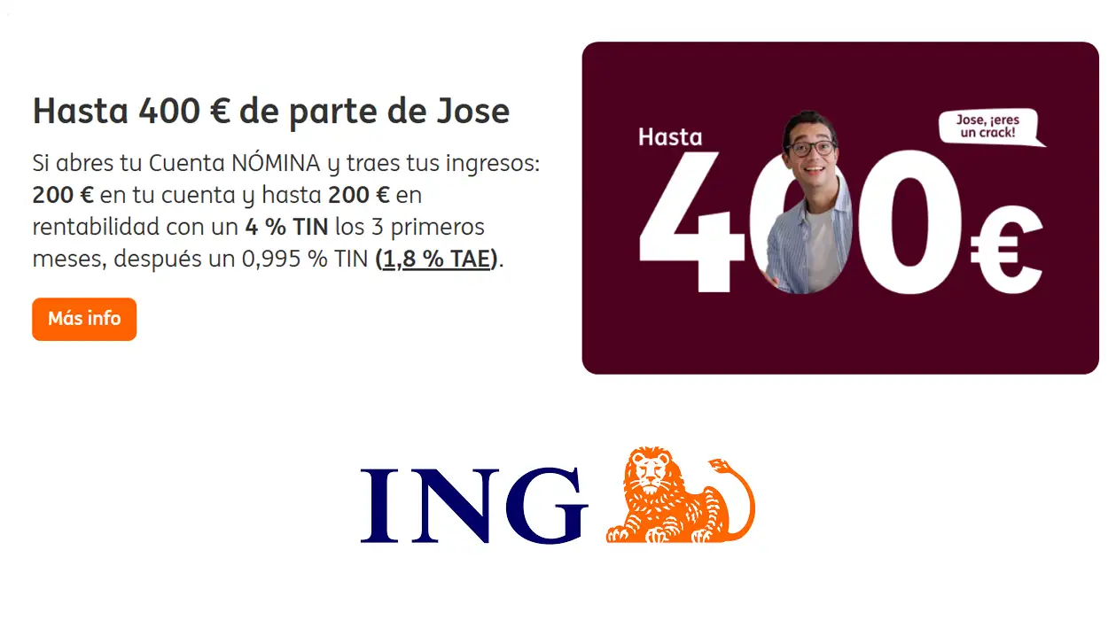 ING te regala hasta 400€ si domicilias tu nómina con este código descuento