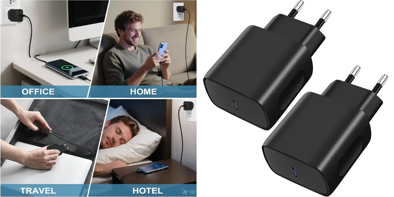 Chollo Pack 2x cargador USB-C Vemfay de 25W por sólo 8,99€ con cupón descuento (-55%)