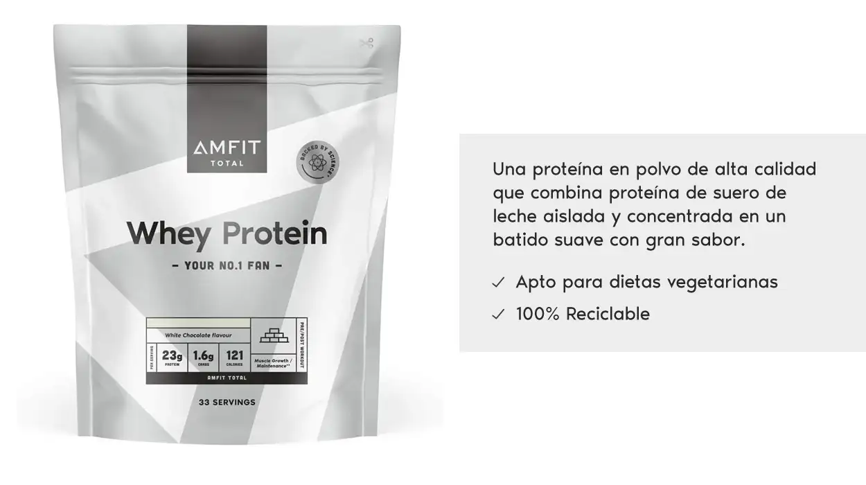 Chollo Proteína Amazon Amfit Nutrition de 1 kg sabor chocolate blanco por sólo 18,14€ (-15%)