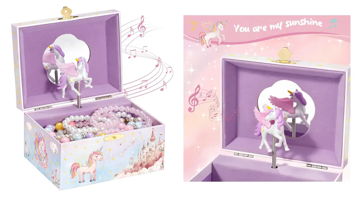 Chollo Joyero caja de música con diseño de unicornio para niñas por sólo 11,87€ con cupón (-37%)