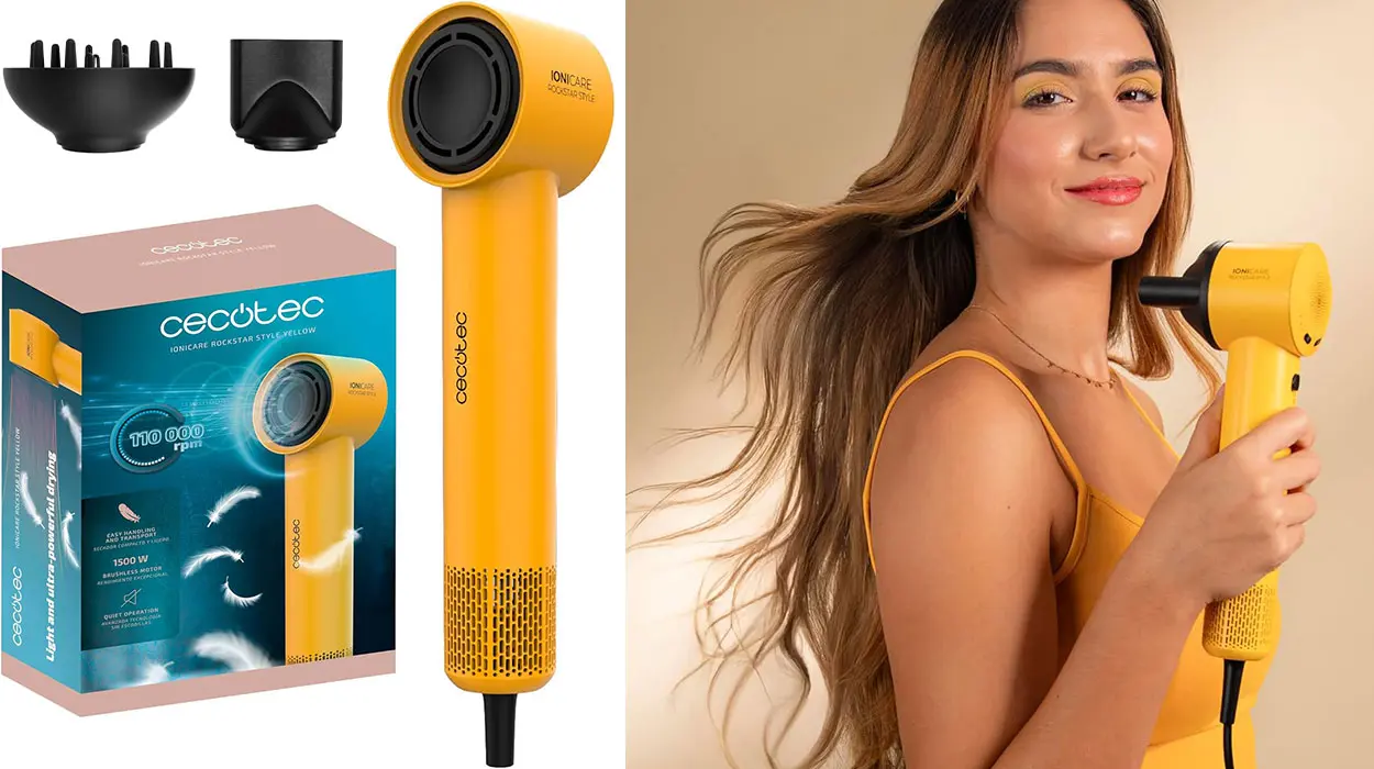Chollo Secador de pelo Cecotec Ionicare Rockstar Style Yellow por sólo 23,80€ (-20%)