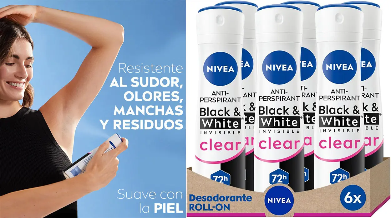 Chollo Pack x6 Desodorante Nivea Black & White Invisible en spray de 200 ml por sólo 11,80€ (-33%)