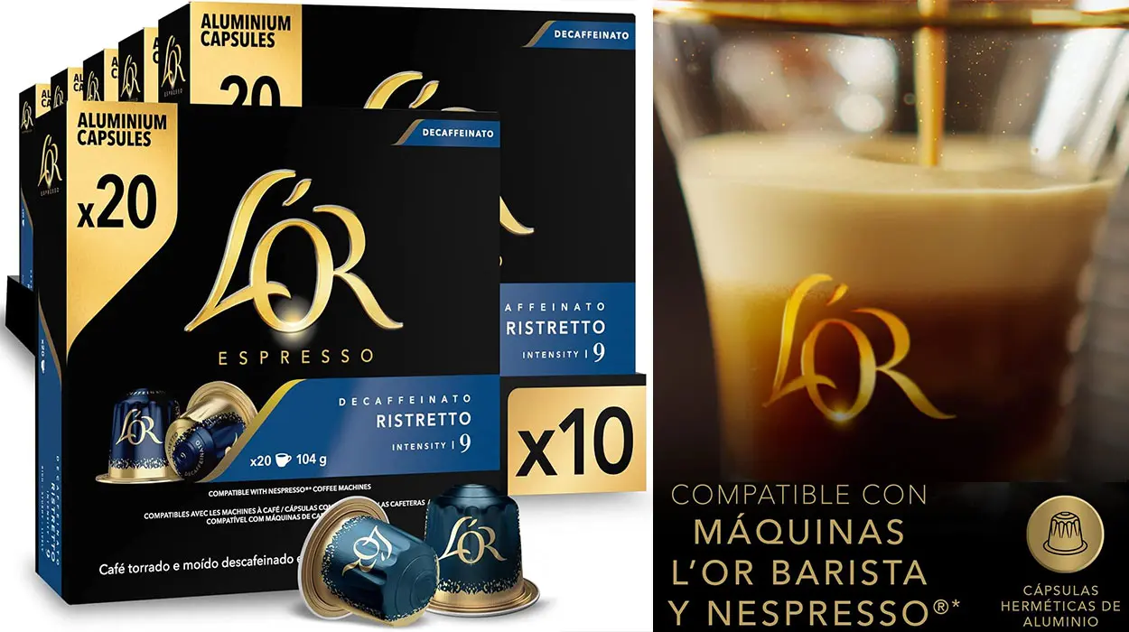 Disfruta de café expreso descafeinado durante meses con este mega pack de 200 cápsulas L’Or Ristretto al mejor precio