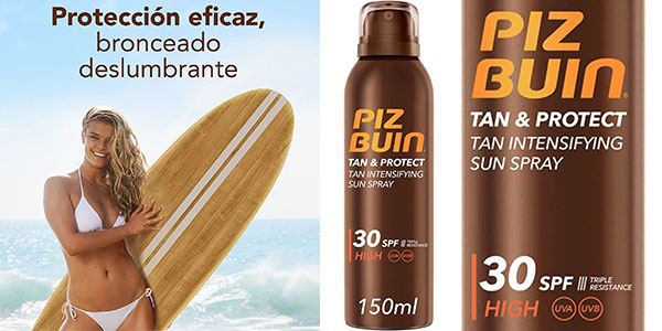 Chollo Protector solar Piz Buin Tan & Protect SPF30 de 150 ml por sólo 8,22€ (-48%)