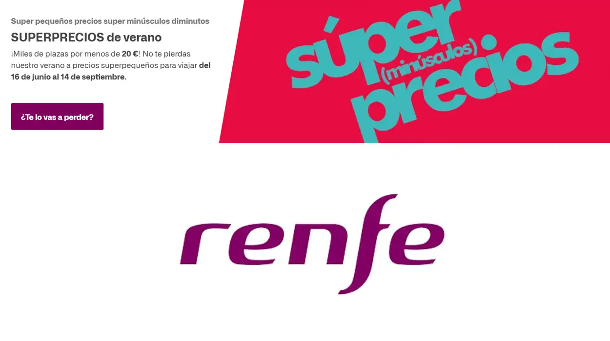 Rebajas en Renfe: Superprecios de verano con billetes desde 9 euros