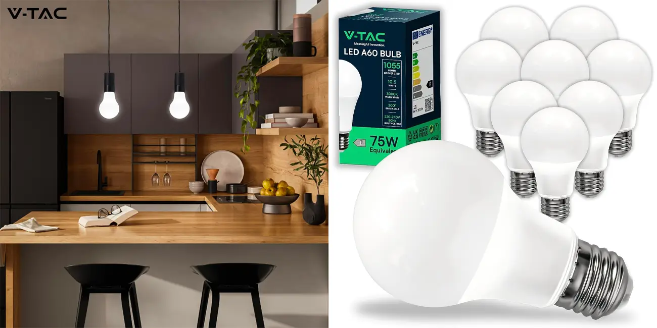 Chollo Pack 10x bombilla LED V-TAC A60 E27 de 10,5W por sólo 11€ (-27%)