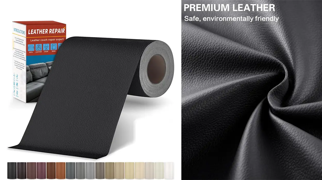Chollo Rollo de cuero adhesivo negro de 10 x 200 cm para tapizar y reparar por sólo 5,99€ con cupón (-50%)