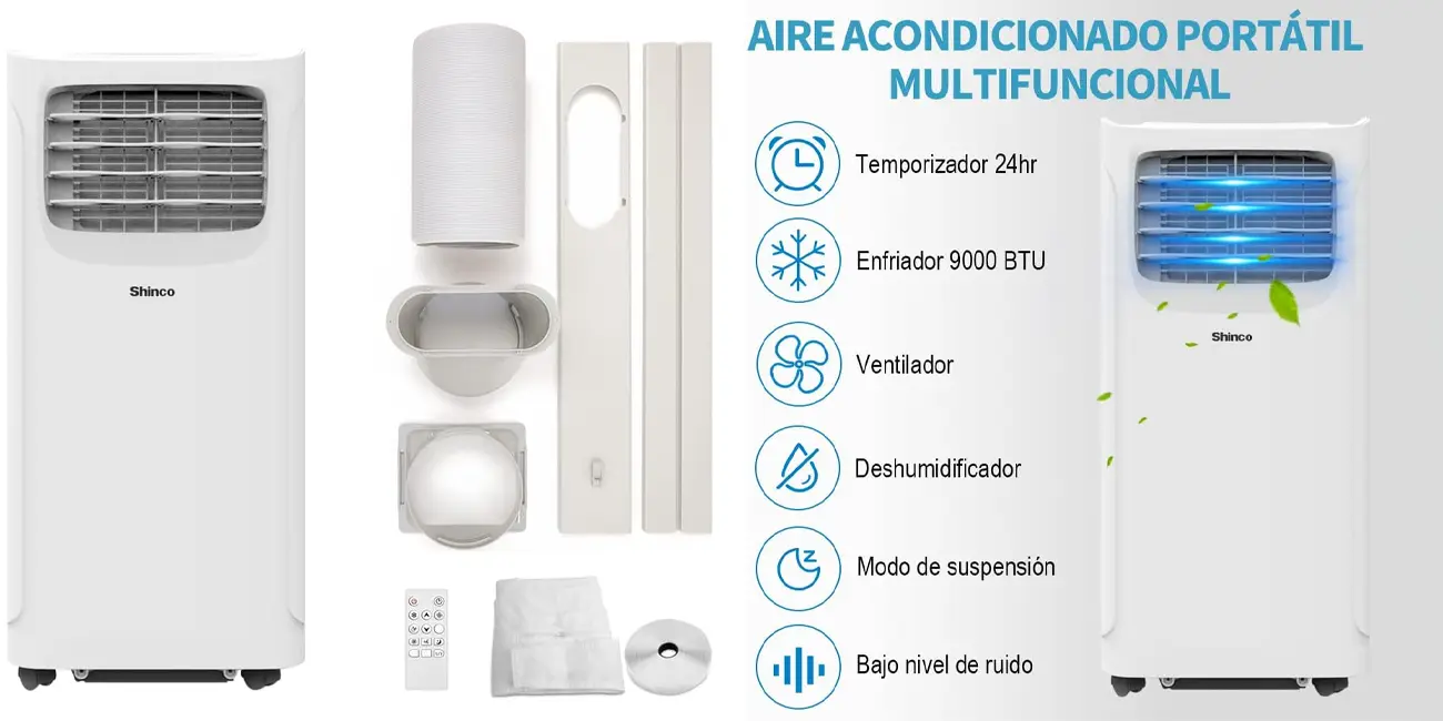 Chollo Aire acondicionado portátil SHINCO 9000BTU 3 en 1 por sólo 159,99€ y envío gratis con cupón (-24%)