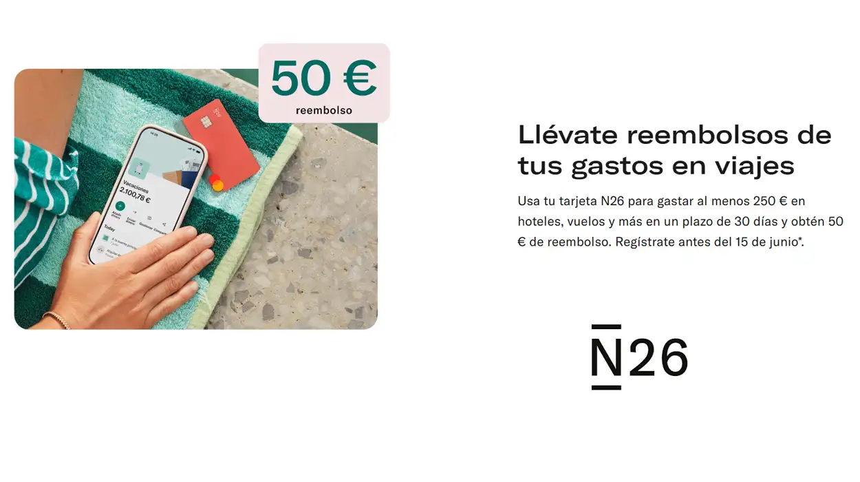 50€ de reembolso en tus viajes con N26 (nuevos clientes)