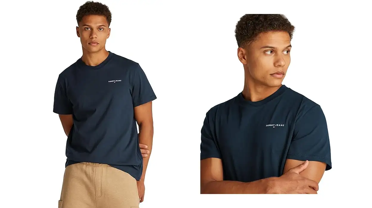 Chollo Camiseta Tommy Jeans TJM Slim Linear en azul marino para hombre por sólo 19,55€ (-35%)