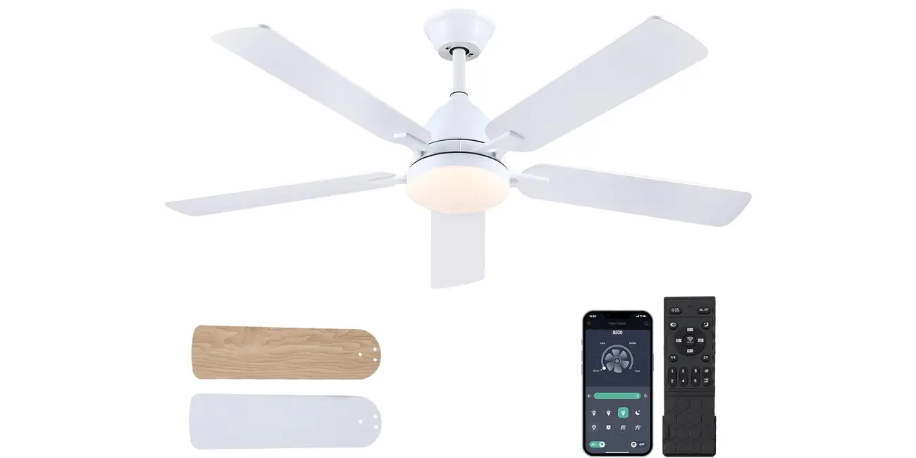 Chollo Ventilador de techo LED Shanggu de 132 cm por sólo 69,99€ y envío gratis con cupón (-46%)