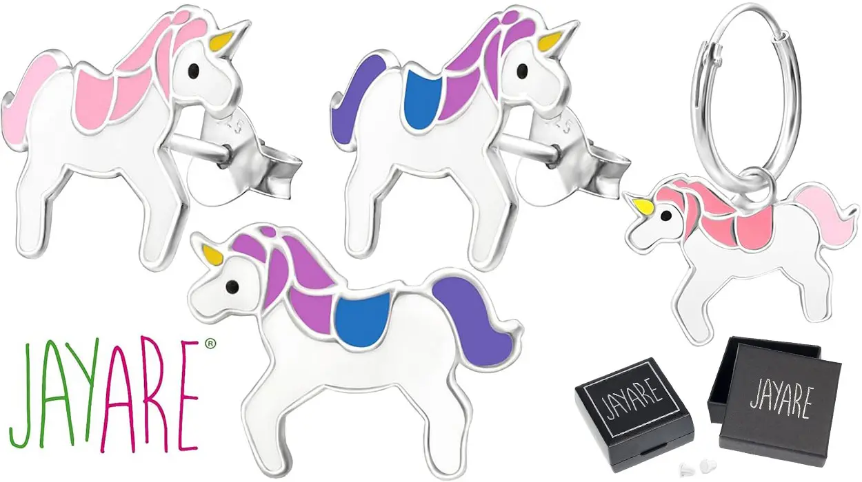 Chollo Pendientes infantiles de unicornios Jayare en plata 925 por sólo 14,81€